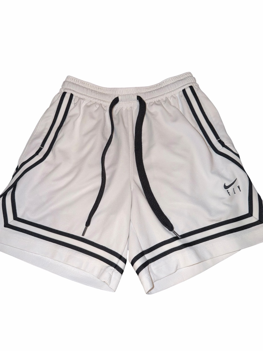 Nike White Athletic Shorts with Black Trim